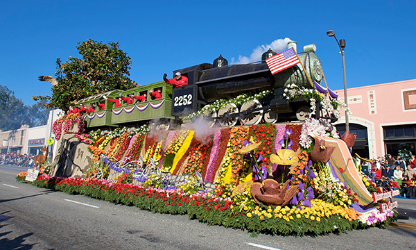 City of Roseville train float in the Tournament of Roses parade from 2000s